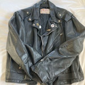 Vintage 90’s Excelled Black Leather Biker Moto Motorcycle Jacket Size XL